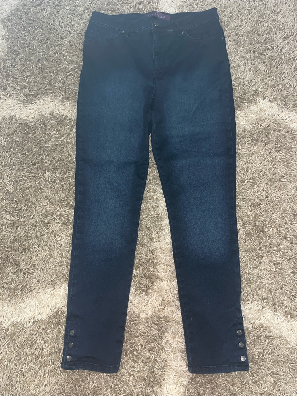 Gloria Vanderbilt Navy Skinny Jeans with Hem Button Detail
